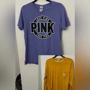 BUNDLE PINK Victoria's Secret Purple and Gold Tees Size Small/Oversized XS